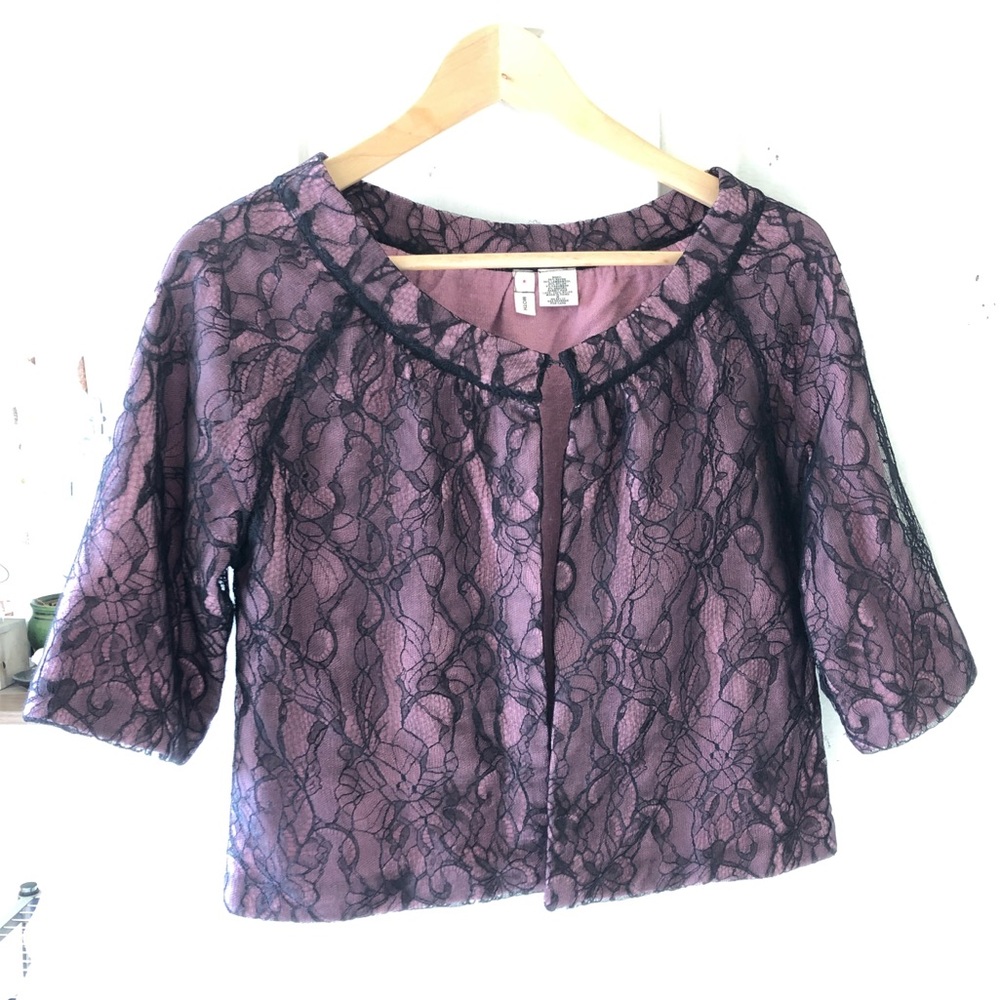 Anthropologie cropped lace overlay cardigan